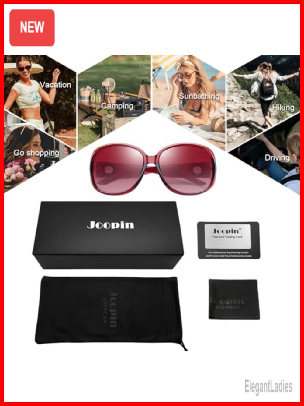 Oversized Polarized Rectangle Sunglasses UV Protection Rhinestone - Picture 5 of 6